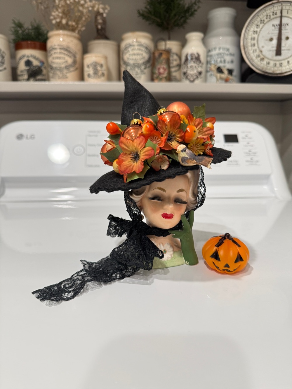 OOAK Fall Witch Dorris Day Napco Head Vase made by Me! - Picture 7 of 17